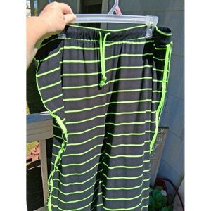 Ashley Stewart Curvy Girl Lounge Pants 4X Black & Neon Green Striped NWT